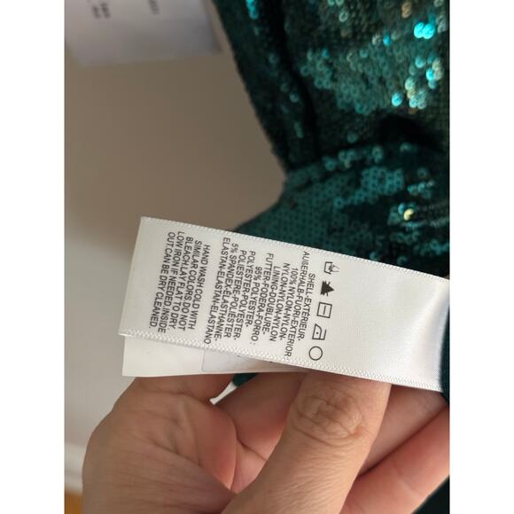 DRESS THE POPULATION Sloane Green Sequin Midi Dress Size Large - Picture 8 of 8